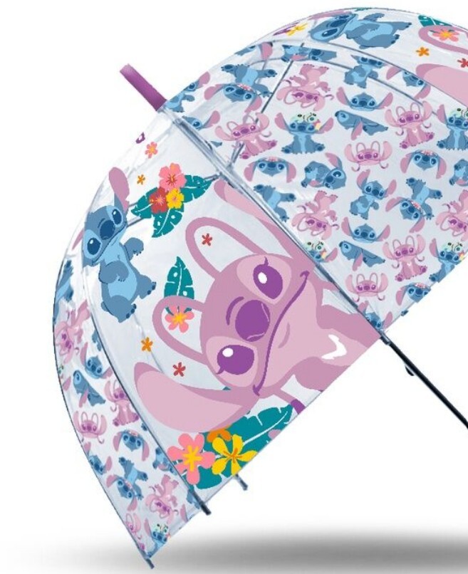 Detail transparentnej potlače Stitch na detskom dáždniku